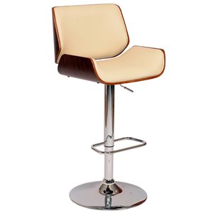 Armen Living London Mid-Century Adjustable Height and Swivel Bar Stool - Cream