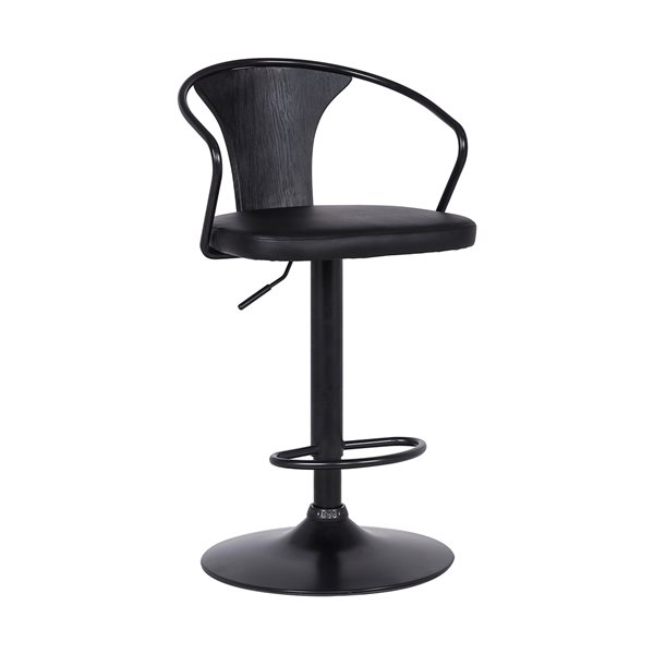 Armen Living Eagle Modern Adjustable Height and Swivel Bar Stool - Black