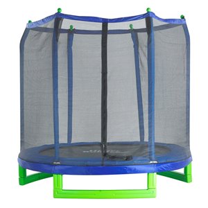 Upper Bounce Indoor/Outdoor Classic Trampoline with Enclosure Set – Round – 7-ft - Blue