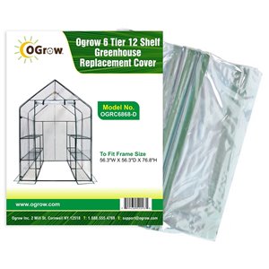 Ogrow 6-Tier 12-Shelf Greenhouse Replacement Cover - 56.3-in x 76.8-in - Clear