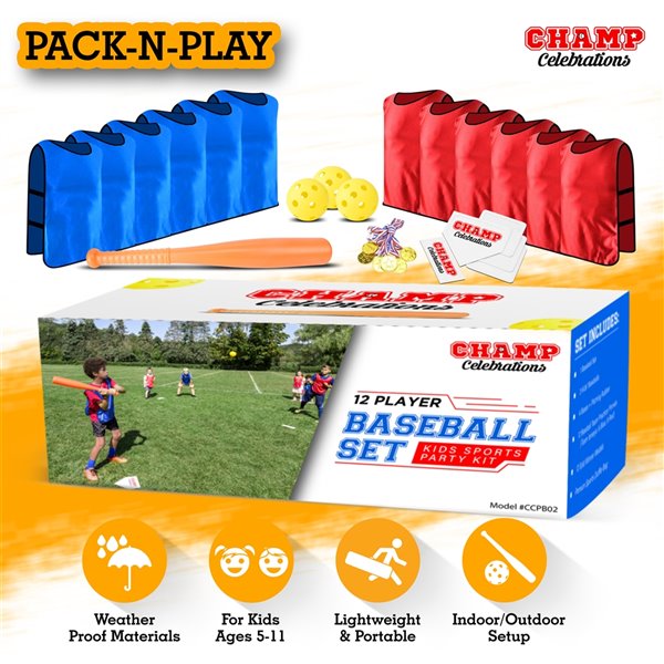 Machrus Champ Celebrations All-In-One Baseball Set for 12 Players CCPB02