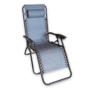 Henryka Foldable Lounge Chair with Pillow - Black Steel and Grey Fabric