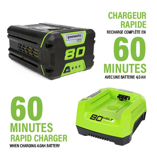 Greenworks Pro Cordless and Brushless Push Lawn Mower - 80-Volt - 21-in - 1 Lithium-Ion Battery