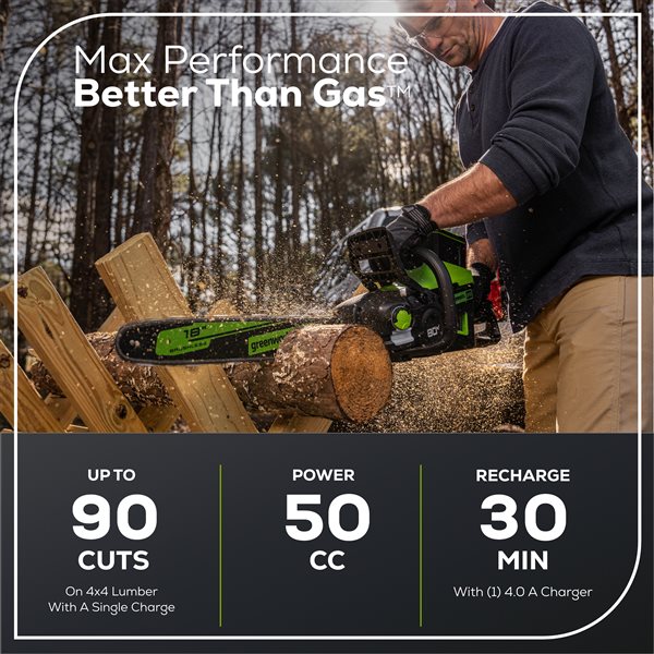 Greenworks Pro Cordless Chainsaw - 80-Volt - 18-in Bar Length - 1-Battery/Charger