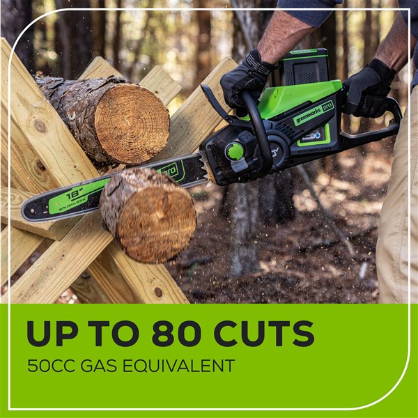 Greenworks Pro Cordless Chainsaw - 80-Volt - 18-in Bar Length - 1-Battery/Charger