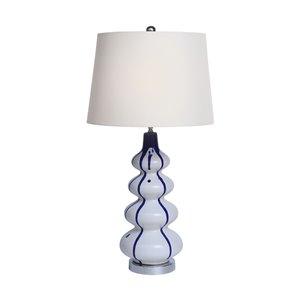 Elk Home Bowered Table Lamp with White Linen Shade - White/Chrome