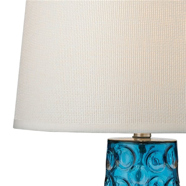 ELK Home Hammered Glass Table Lamp with Linen Shade - Blue/Pure White