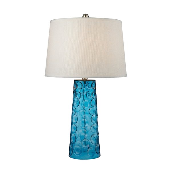 ELK Home Hammered Glass Table Lamp with Linen Shade - Blue/Pure White