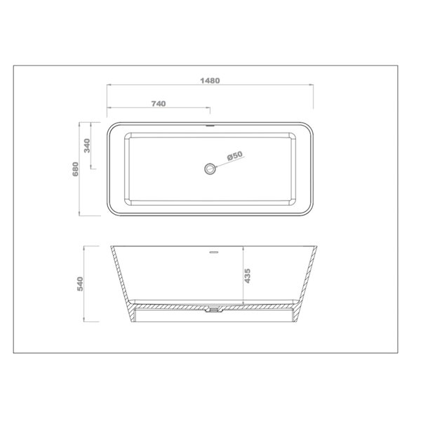 Bouticcelli Corian Stone Bathtub - 58-in x 21-in - White