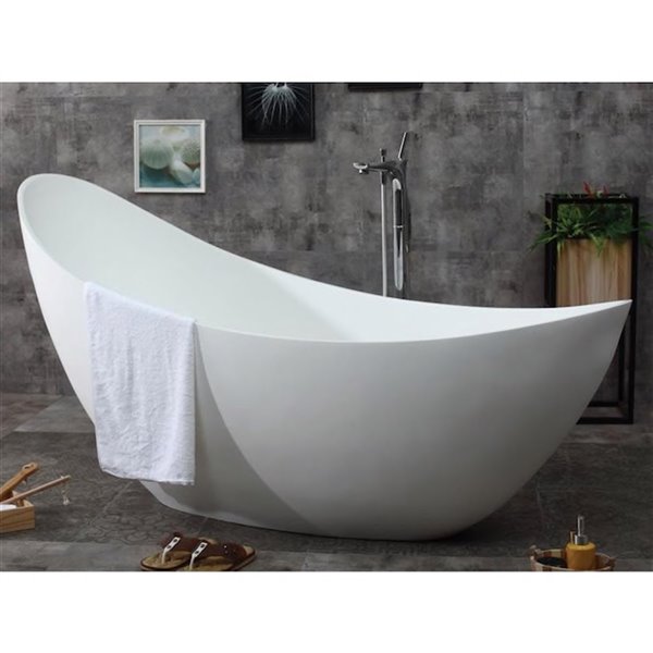 Bain en pierre Corian de Bouticcelli, 73 po x 30 po, blanc