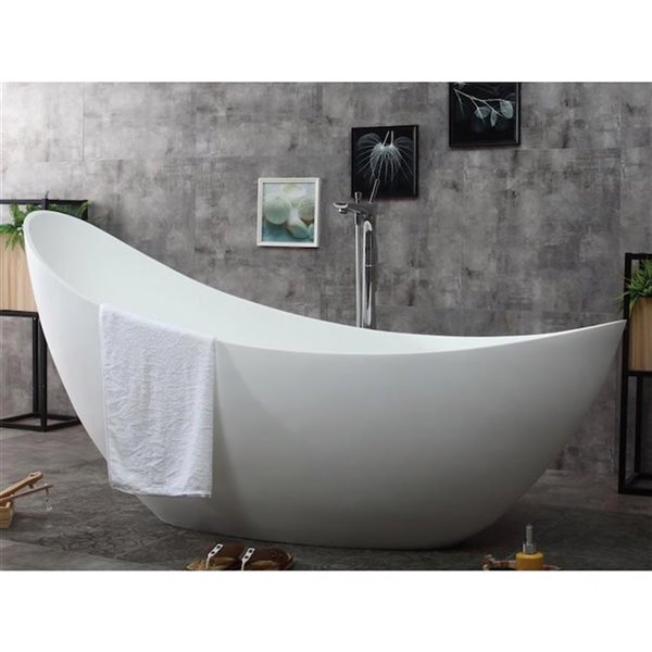 Bain en pierre Corian de Bouticcelli, 73 po x 30 po, blanc