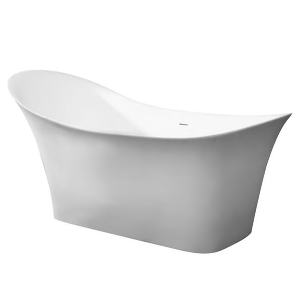 Bouticcelli Corian Stone Bathtub - 74-in x 34-in - White