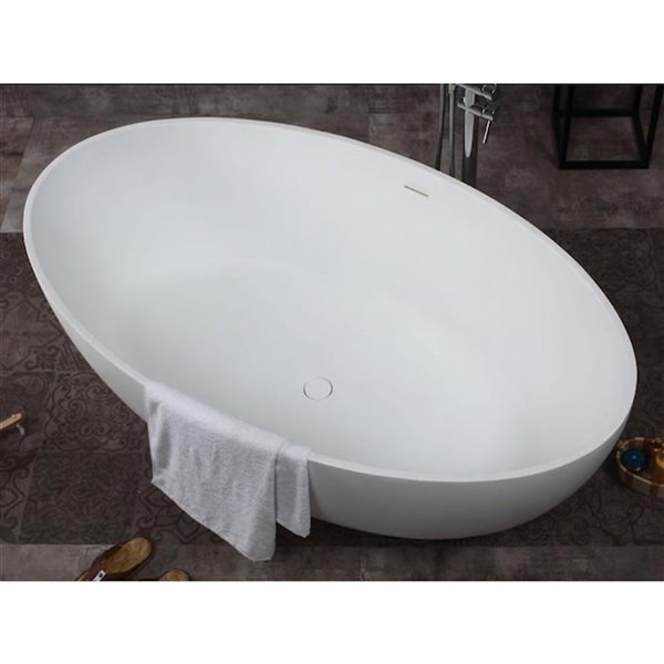 Bouticcelli Corian Stone Bathtub - 66-in x 39-in - White