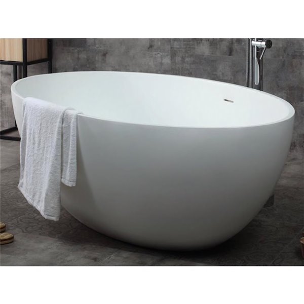 Bouticcelli Corian Stone Bathtub - 66-in x 39-in - White