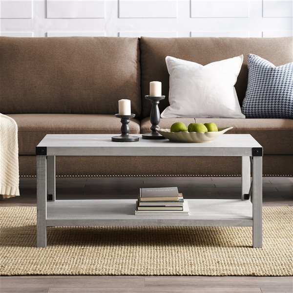 Walker Edison Modern Farmhouse Coffee Table - Stone Grey