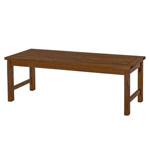 Walker Edison Acacia Wood Outdoor Patio Bench - Dark Brown