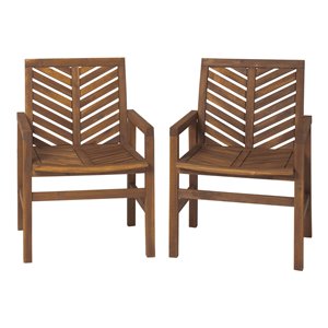 Walker Edison Patio Wood Chairs - Set of 2 - Dark Brown