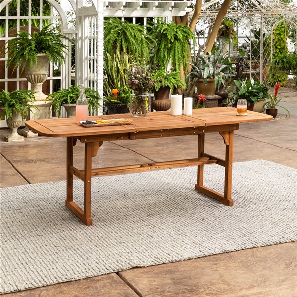 Walker Edison Acacia Wood Patio Butterfly Table - Brown