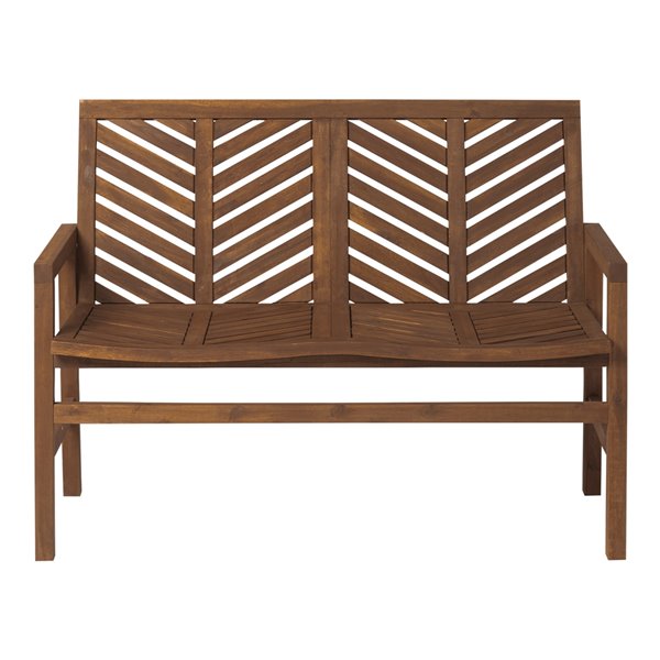 Walker Edison Patio Wood Bench - 48-in - Dark Brown