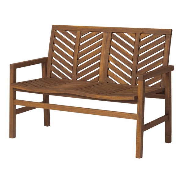 Walker Edison Patio Wood Bench - 48-in - Dark Brown