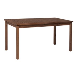 Walker Edison Modern Patio Table - 60-in - Dark Brown