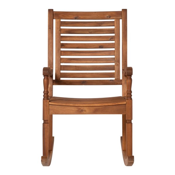 Walker Edison Acacia Wood Outdoor Rocking Chair - Brown