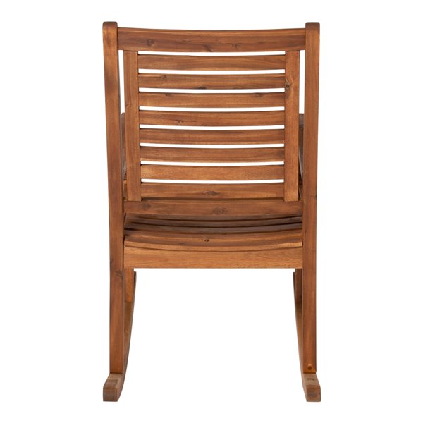 Walker Edison Acacia Wood Outdoor Rocking Chair - Brown