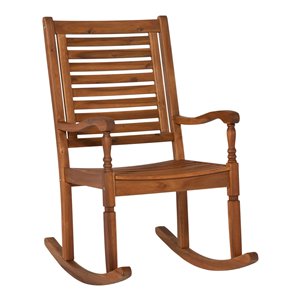 Walker Edison Acacia Wood Outdoor Rocking Chair - Brown