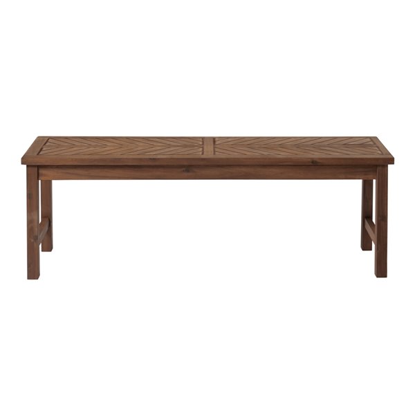 Walker Edison Modern Patio Dining Bench - 53-in - Dark Brown