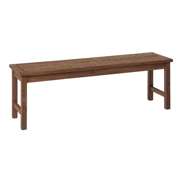 Walker Edison Modern Patio Dining Bench - 53-in - Dark Brown