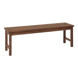 Walker Edison Modern Patio Dining Bench - 53-in - Dark Brown