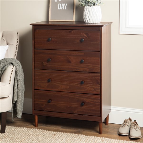 Walker Edison Modern 4Drawer Dresser Walnut LWR4DDRWT RONA