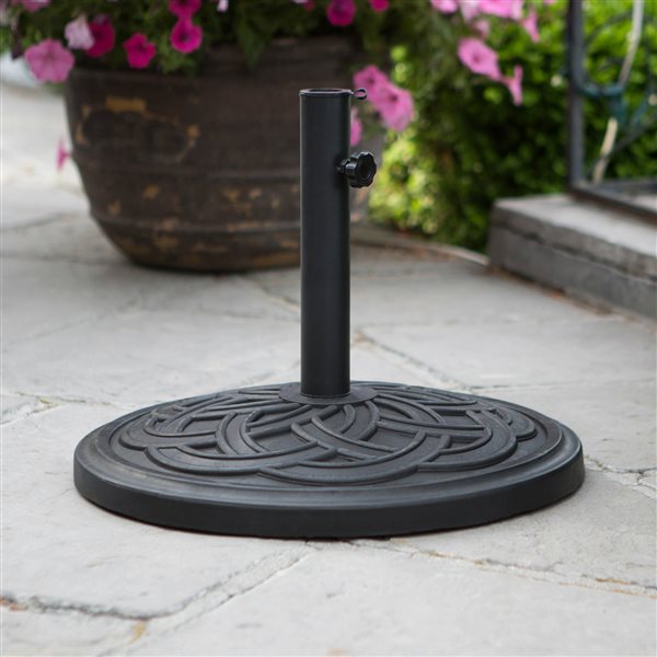 Walker Edison Circle Weave Round Umbrella Base - Black