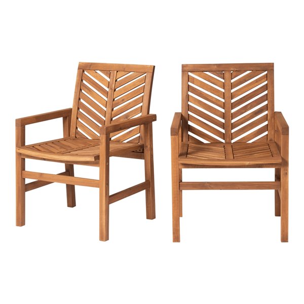 Walker Edison Patio Wood Chairs - Set of 2 - Brown