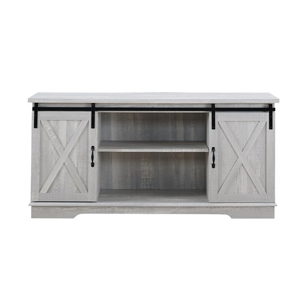 Walker Edison Modern Farmhouse Wood TV Stand -  58-in - Stone Grey