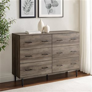 Walker Edison Modern Wood 6-Drawer Dresser - Grey Wash