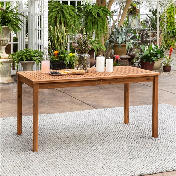 Walker Edison Patio Modern Dining Table - 60-in - Brown