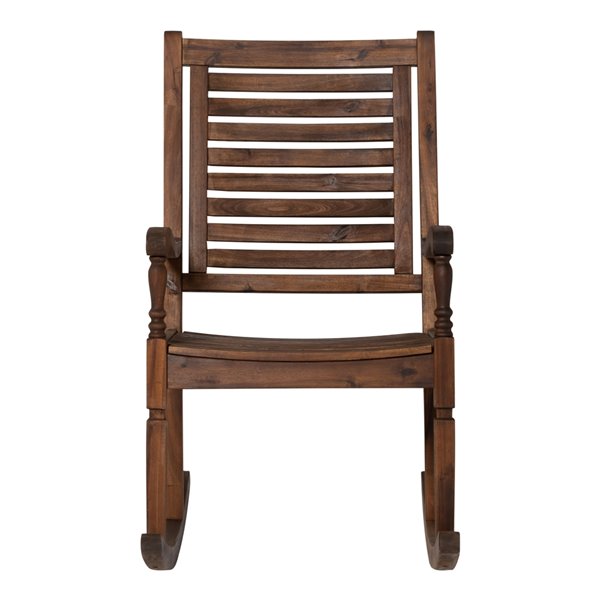 Walker Edison Acacia Wood Outdoor Rocking Chair - Dark Brown