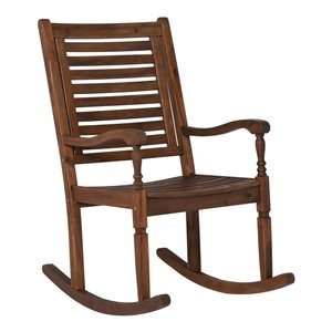 Walker Edison Acacia Wood Outdoor Rocking Chair - Dark Brown