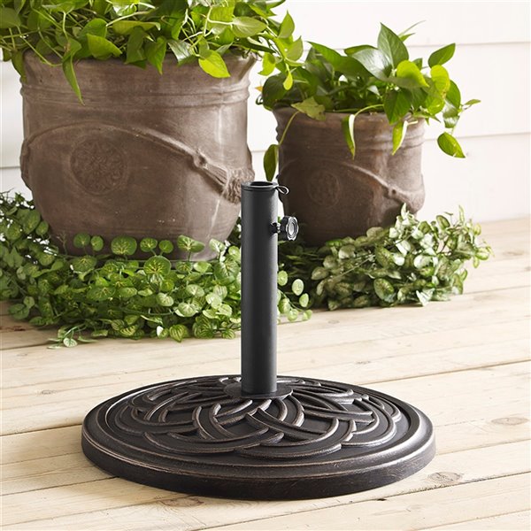 Walker Edison Circle Weave Round Umbrella Base - Antique Bronze