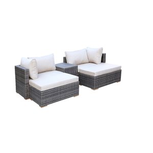 Allspace 5-Piece Metal Wicker Patio Set - Off-White Sunbrella Cushion(s) Included