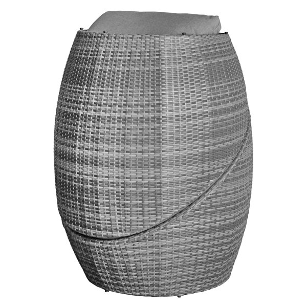 Allspace 3-Piece Barrel Shape Grey Metal Patio Set with Storage Cover - Indigo Sunbrella Cushion(s) Included