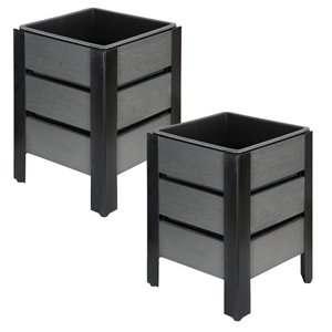 Grapevine 2-Pack 10.82-in x 14.96-in Gray Plastic Planter