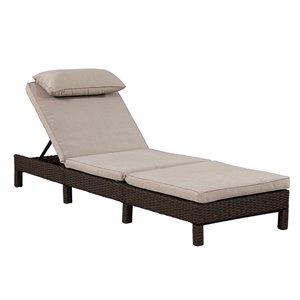 Patio Flare Laura Lounger - Chocolate Brown Wicker & Beige Cushions