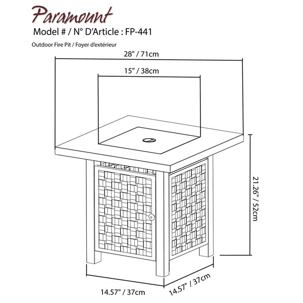 Paramount Laureen 27.95-in 40,000 BTU Bronze Steel Fire Table