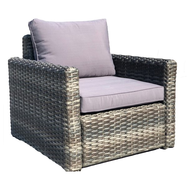 Patio Flare Whitney Chair - Gray Wicker & Dark Grey Fabric