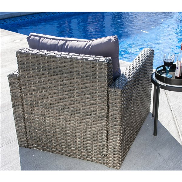 Patio Flare Whitney Chair - Gray Wicker & Dark Grey Fabric