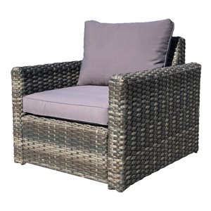 Patio Flare Whitney Chair - Gray Wicker & Dark Grey Fabric