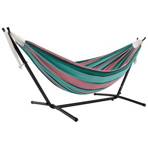 Vivere Double Hammock - Cotton - with Steel Stand and Carry Bag - Watermelon