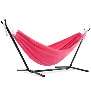 Vivere Double Hammock - Polyester - with Stand - Hot Pink